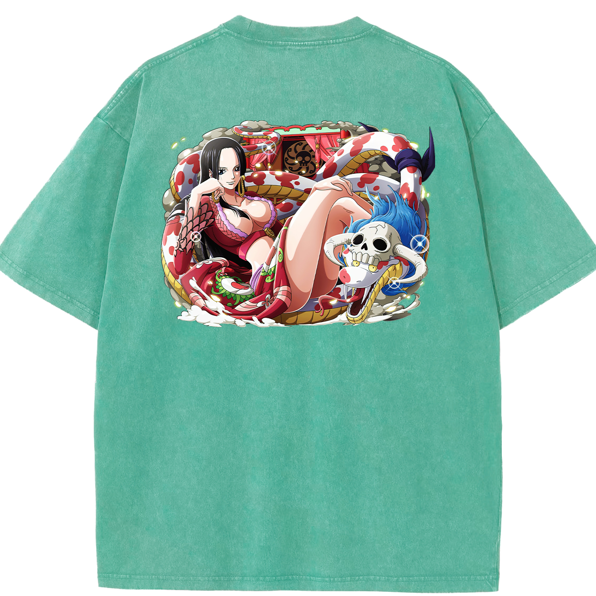 ワンピース ボア・ハンコック ONE PIECE Boa·Hancock 綿100% ヴィンテージ風 半袖Tシャツ（背面プリント）